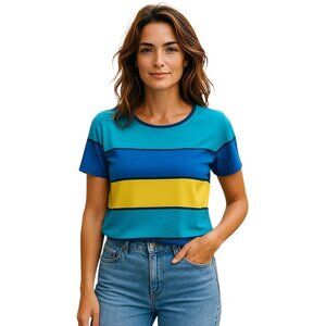 Grace Knitwear Women's Striped Silk Blend Stretch Blouse Size XL Office Work#39l